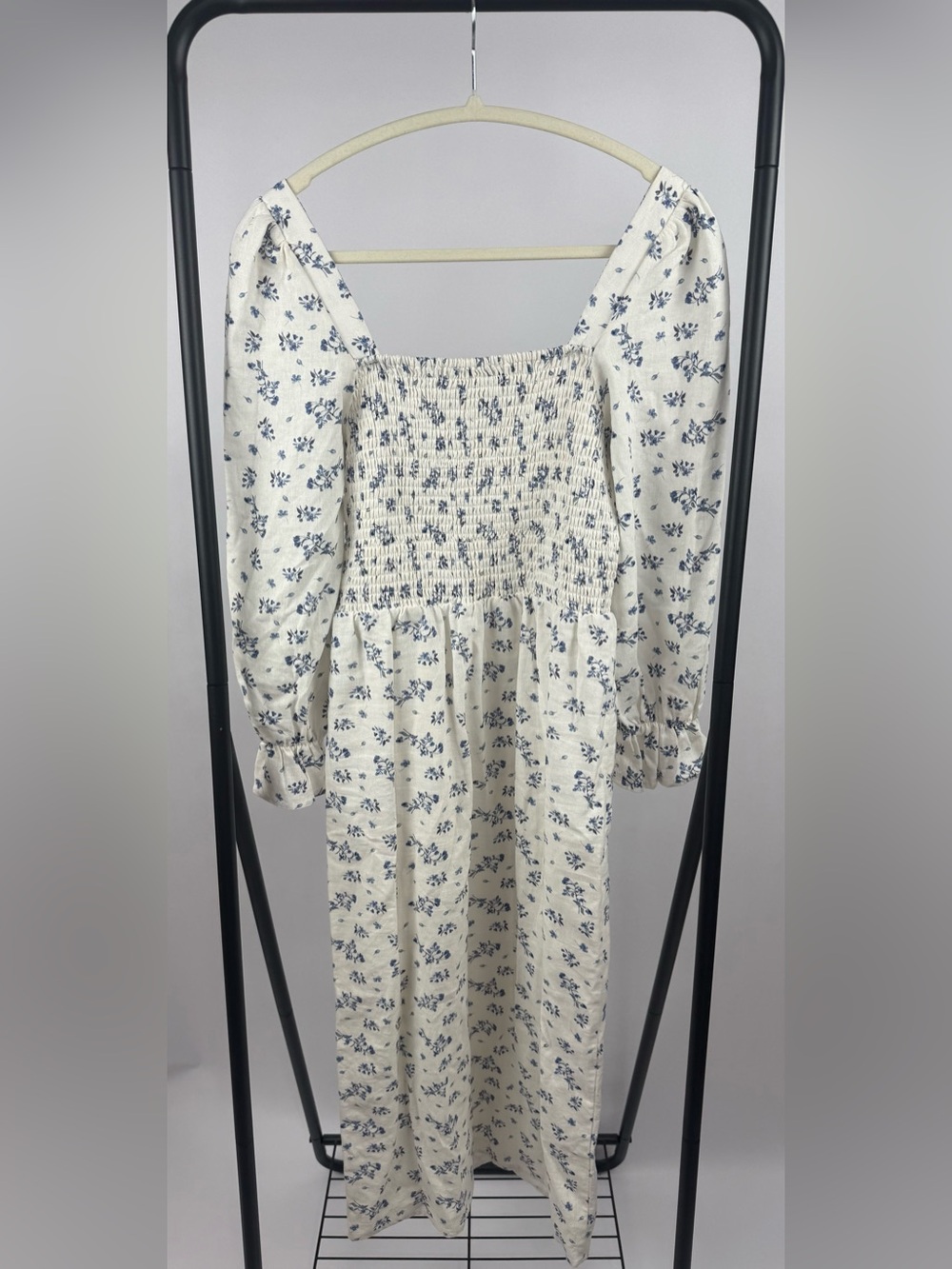 House of Harlow 1960 Floral Toile Linen Blend Smocked Midi Dress XS $348 - Picture 7 of 9